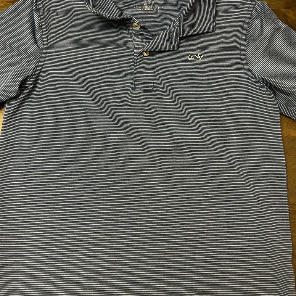Vineyard Vines Navy and White Micro-Stripe Polo